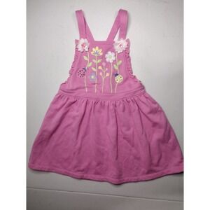 Kids Headquarters‎ Girls Pink Jumper Dress Size 5 Floral Ladybug Applique Cute